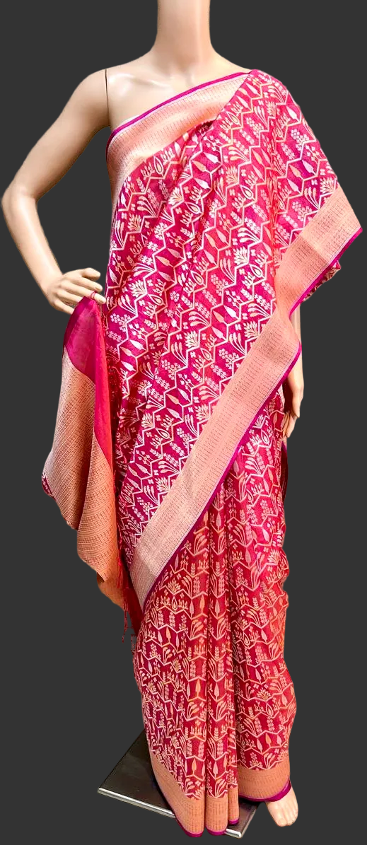 Banarasi Kora Silk Saree In Jamdani design