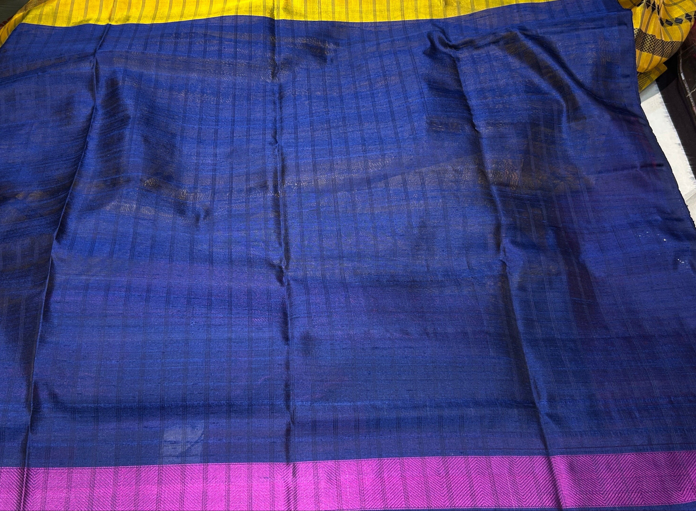 YELLOW-PURPLE KORA SILK SAREE