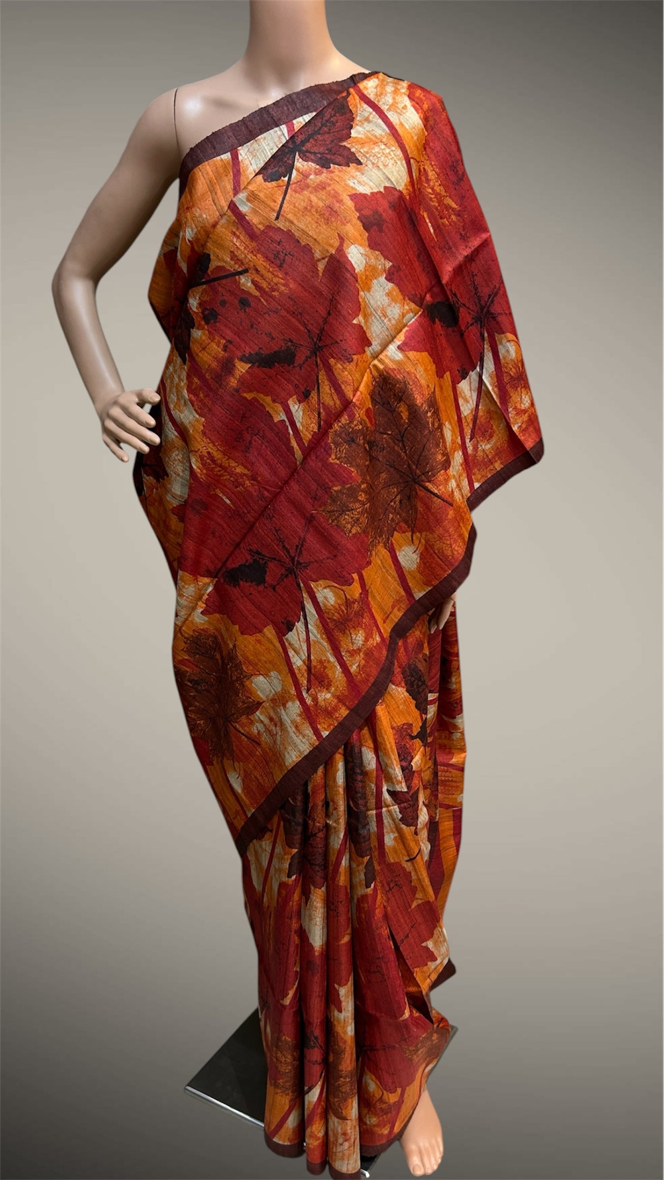 RUST-ORANGE TUSSAR MATKA SILK