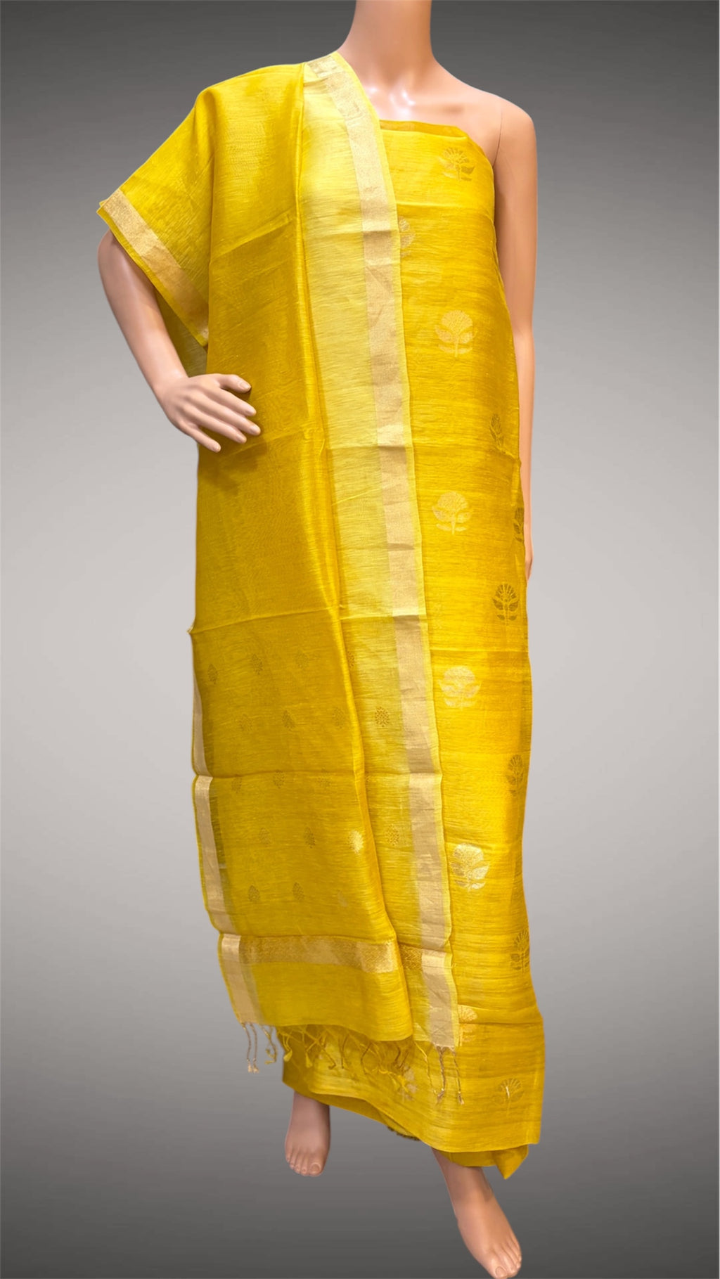 Yellow Silk-Linen Handwoven dress