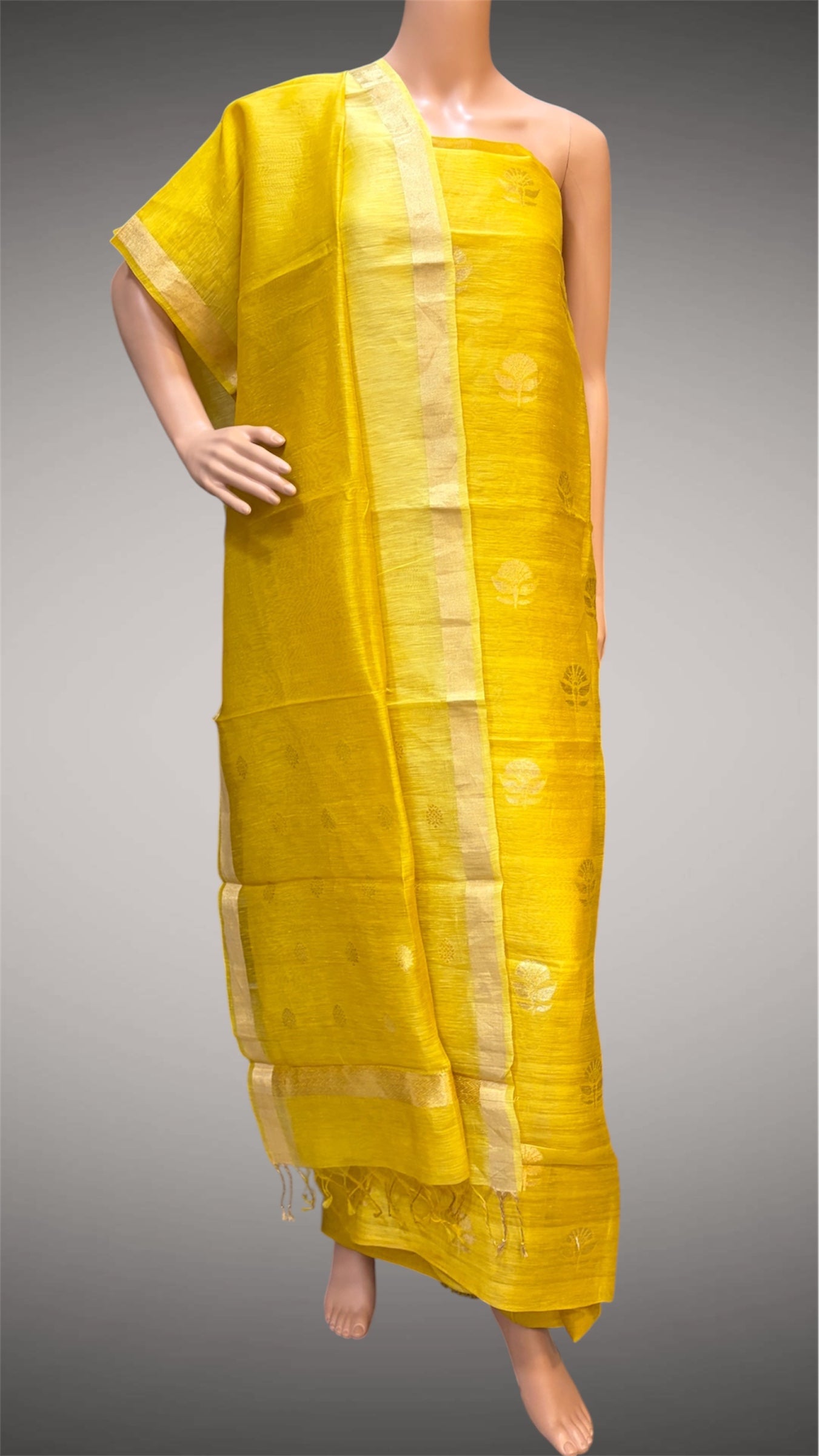 Yellow Silk-Linen Handwoven dress