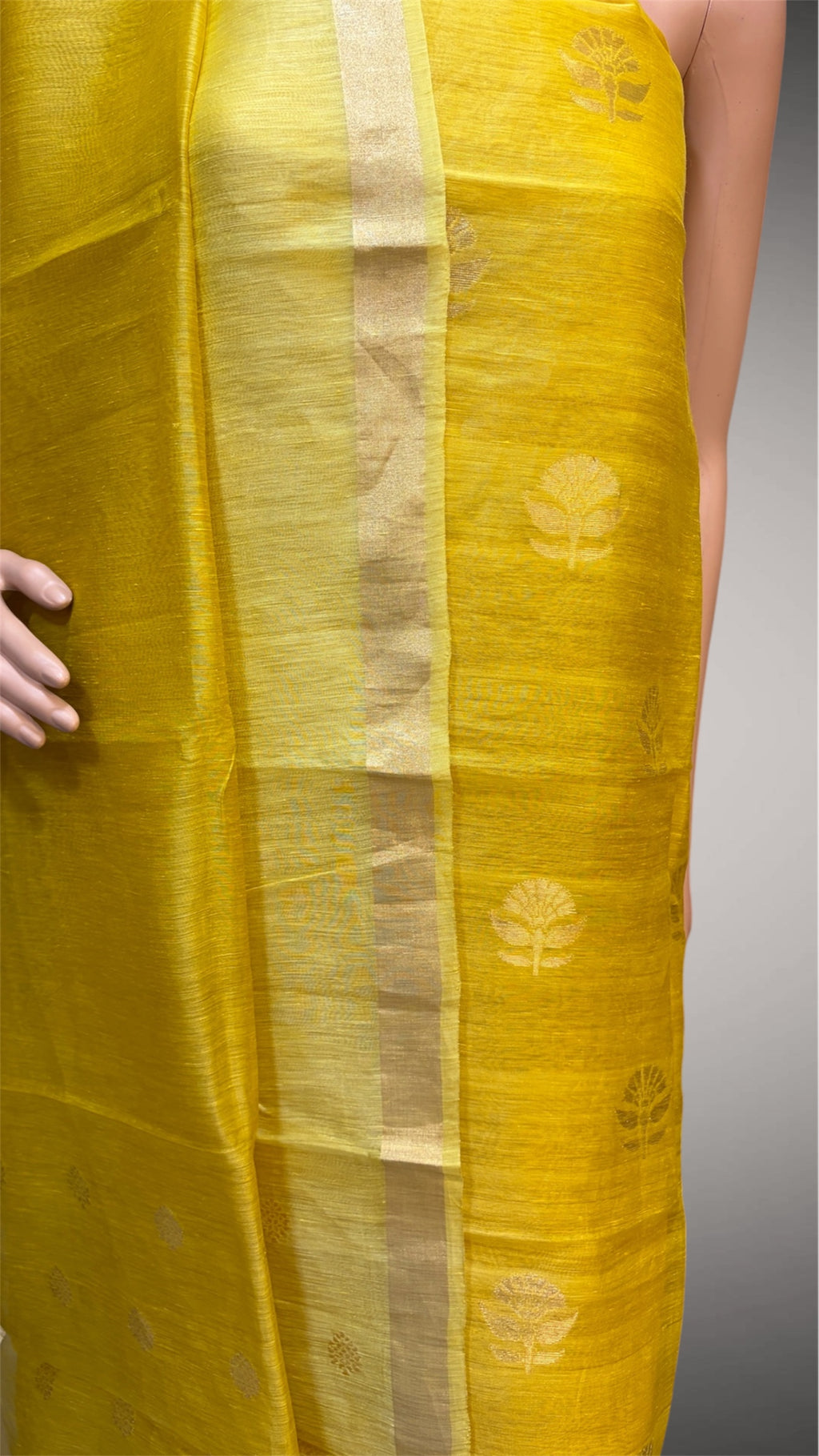 Yellow Silk-Linen Handwoven dress