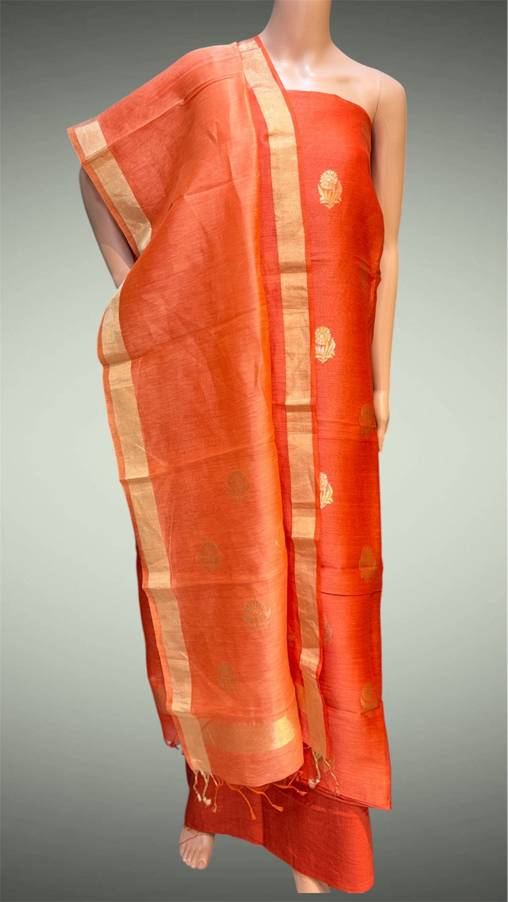 Orange Silk-Linen Dress