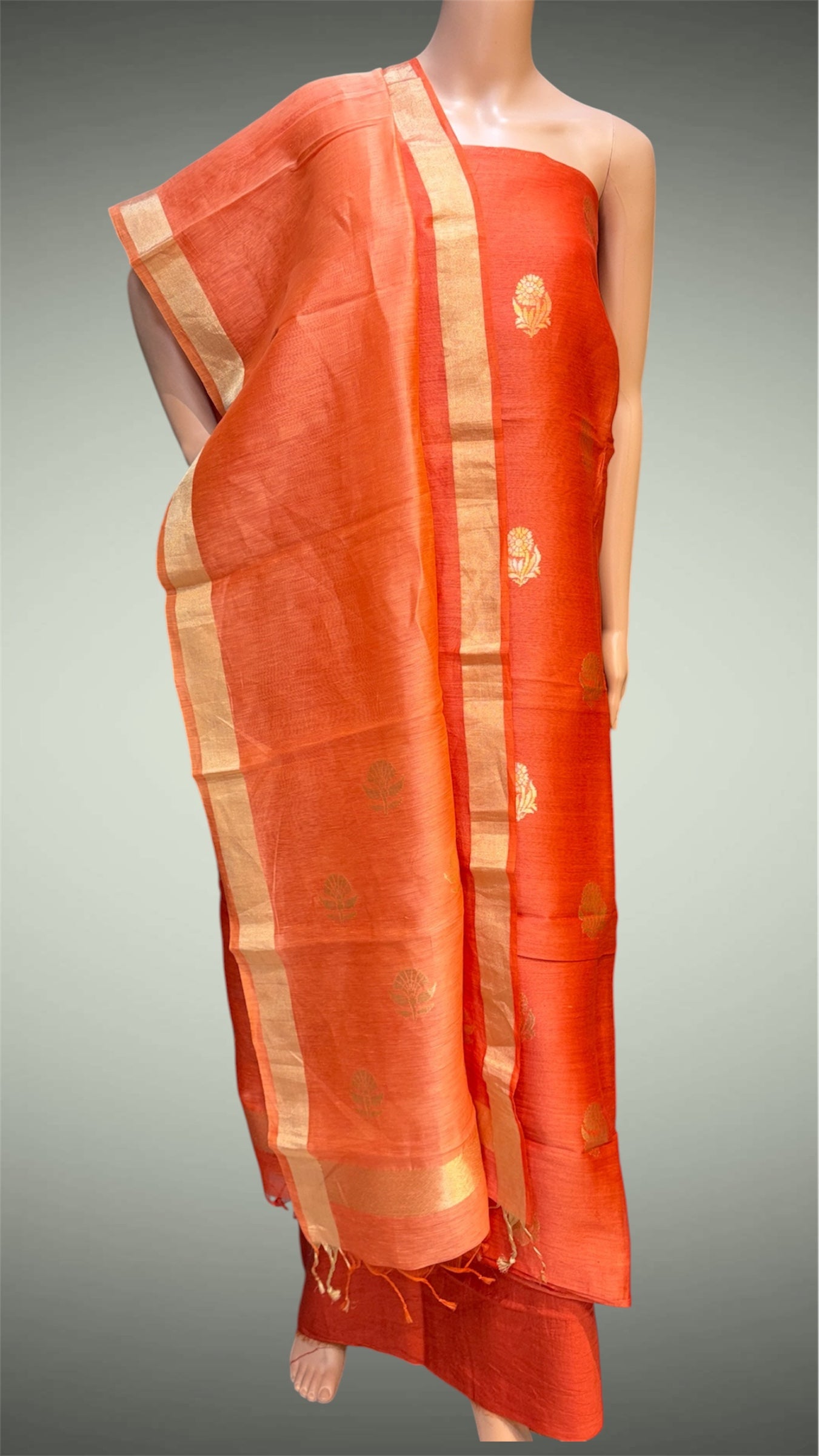 Orange Silk-Linen Dress