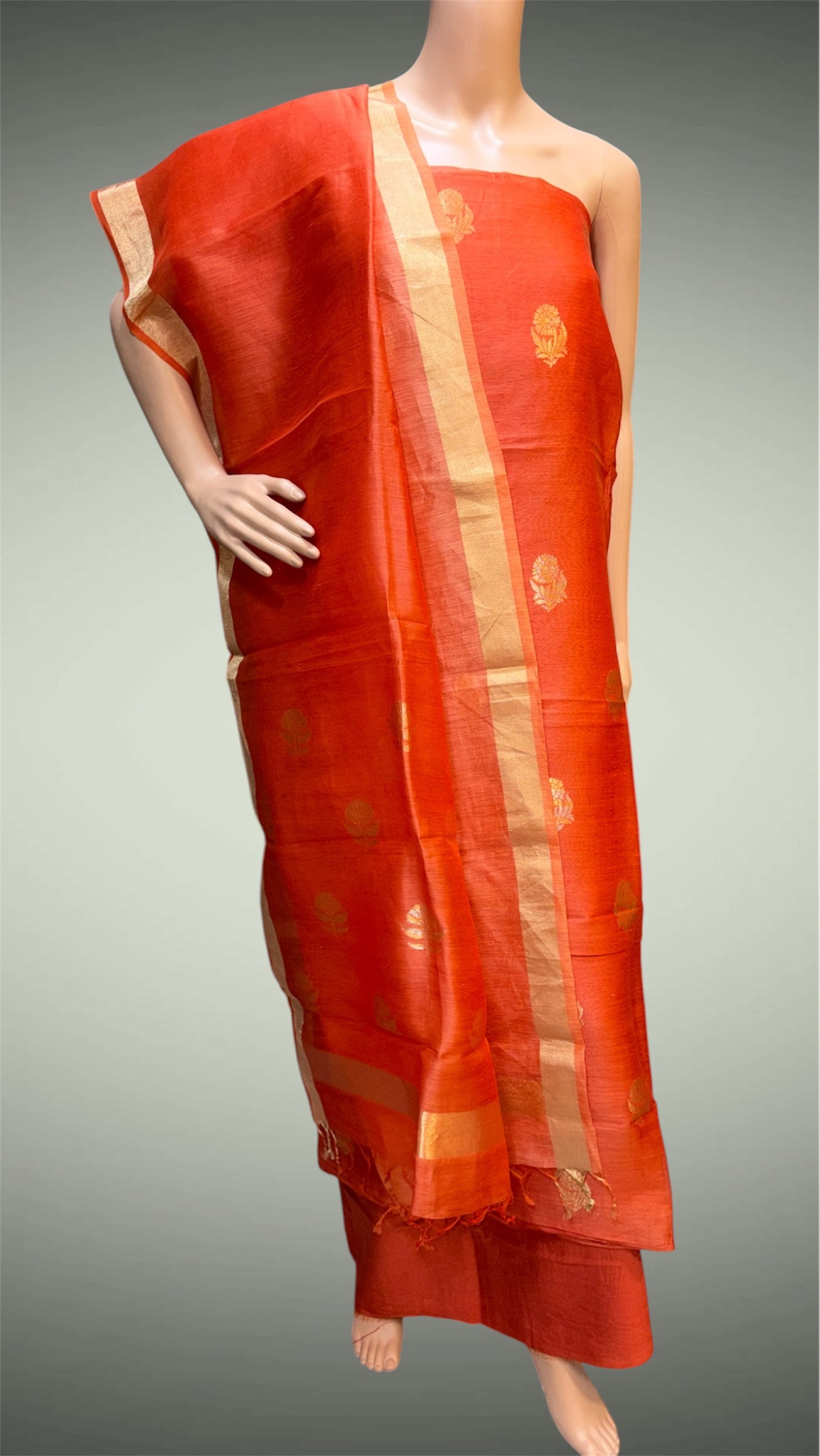 Orange Silk-Linen Dress