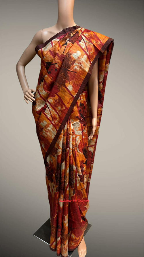 RUST-ORANGE TUSSAR MATKA SILK